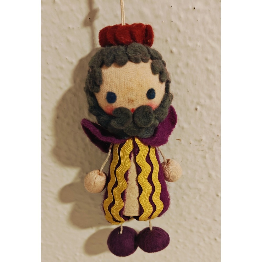 Vintage 70s Felt Magi King  Christmas Ornaments